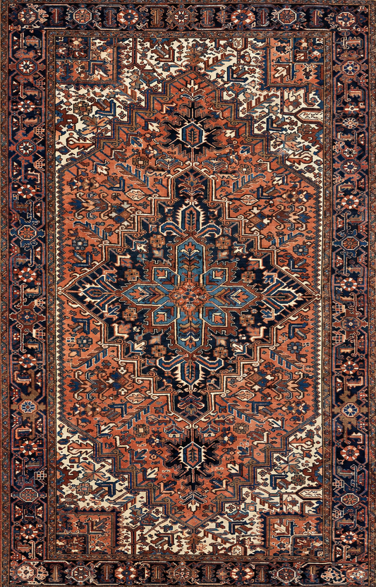 Hand-Knotted Persian Heriz Rug - 7’5”x11’1”