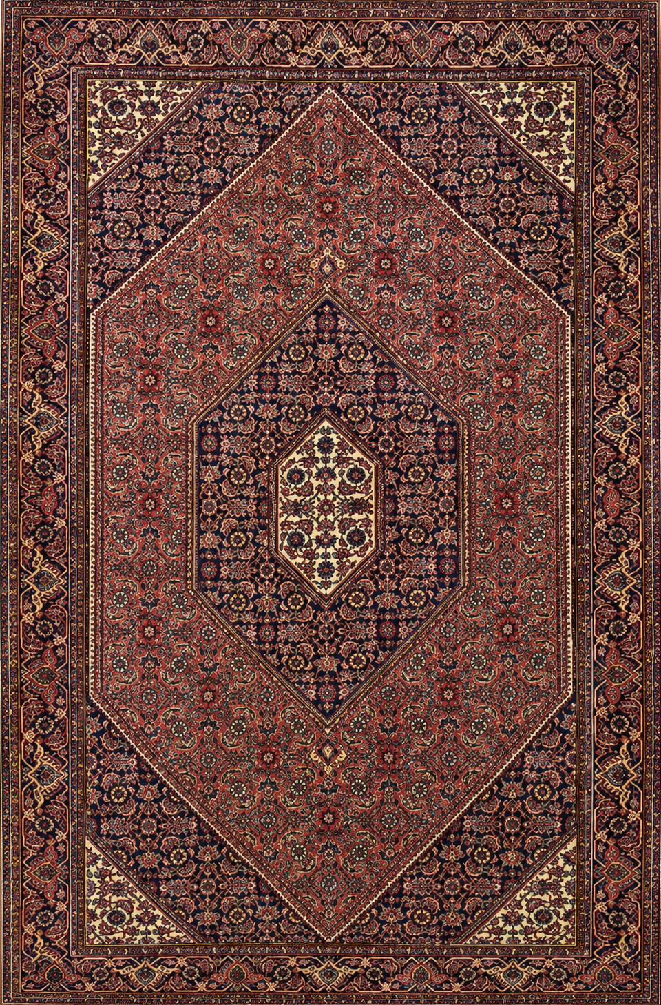 Hand-Knotted Persian Bidjar Rug - 3'7"x6'1"