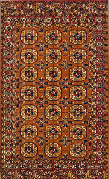 Hand-Knotted Antique Persian Turkaman Rug - 3'10"x6'
