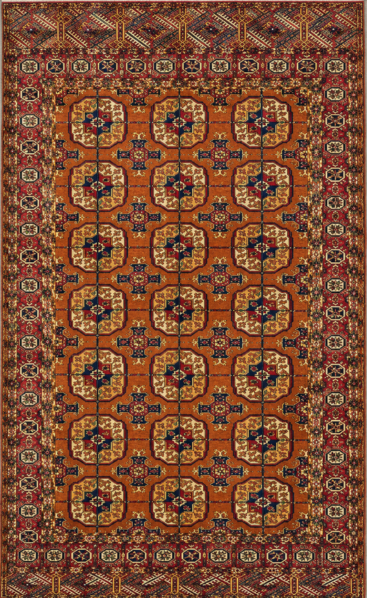 Hand-Knotted Antique Persian Turkoman Rug - 3'10"x6'