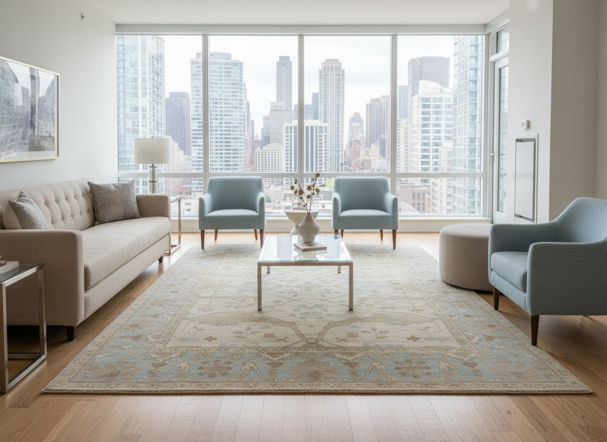 8’1”x9’10” Hand-Knotted Wool Oushak Area Rug