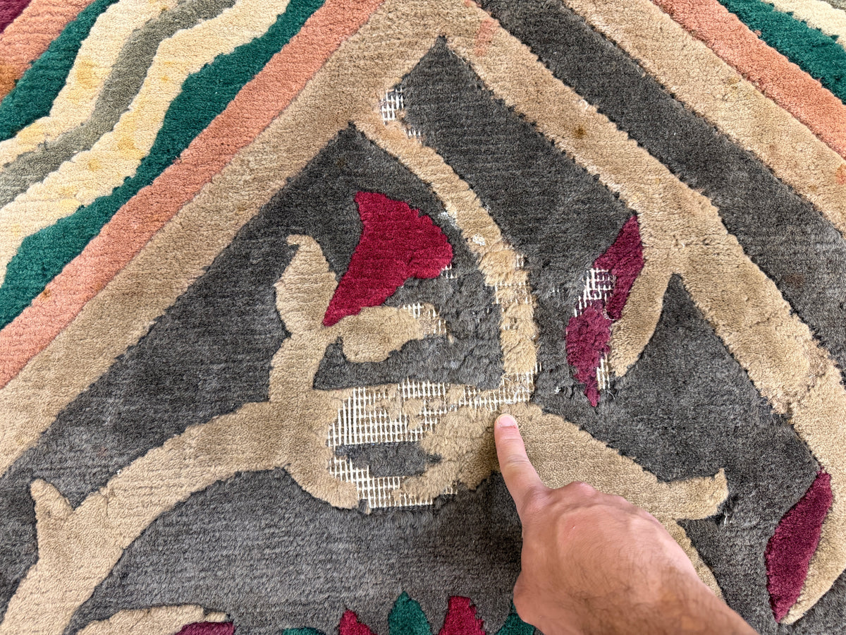 Hand-Knotted Carved Gabbeh Rug - 8'2"x10'