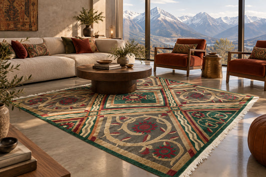 Hand-Knotted Carved Gabbeh Rug - 8'2"x10'