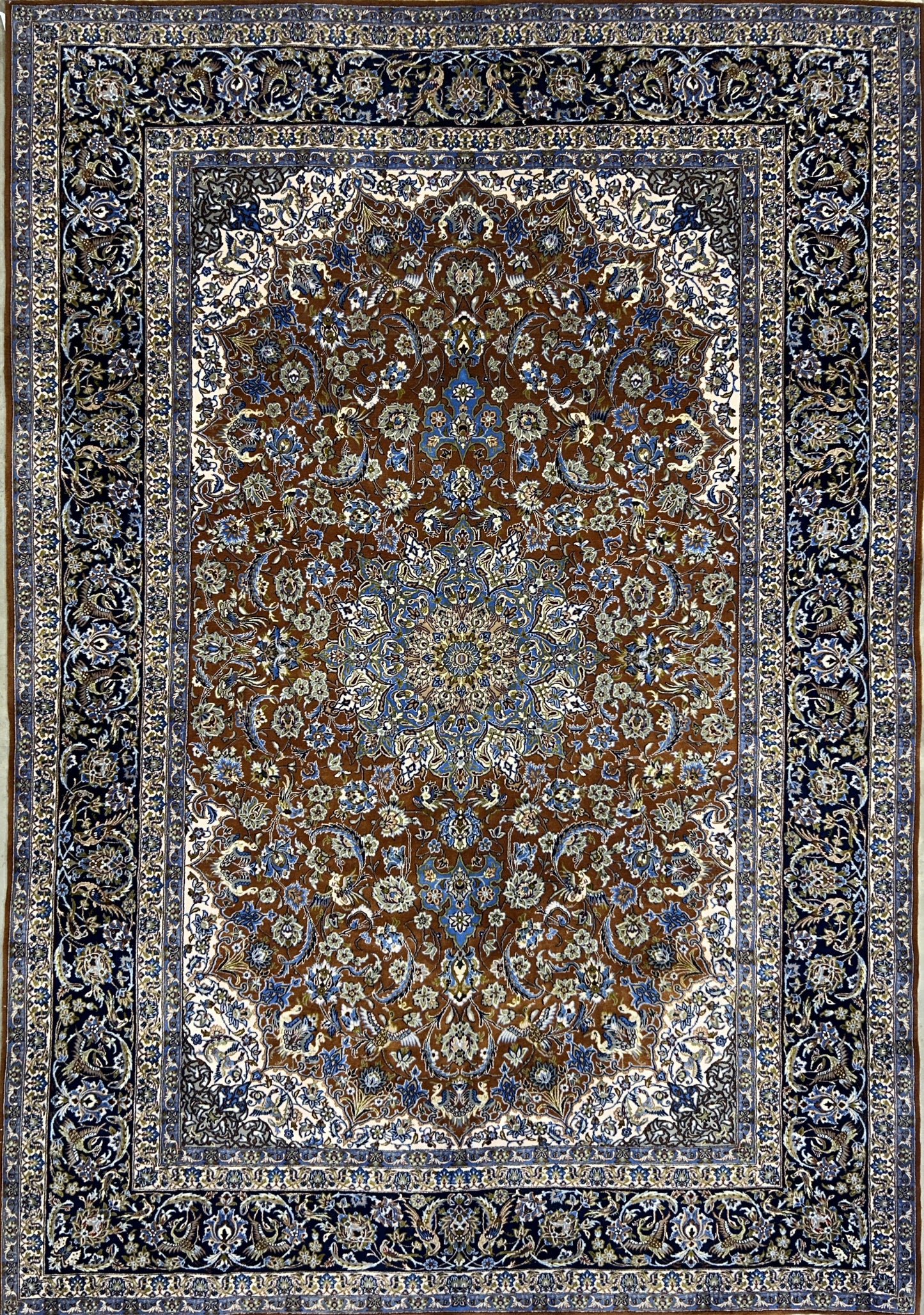 6’10”x9’10” Hand-Knotted  Fine Wool & Silk Isfahan Area Rug
