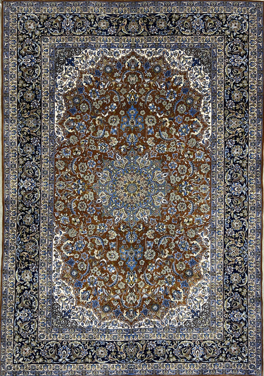 6’10”x9’10” Hand-Knotted  Fine Wool & Silk Isfahan Area Rug