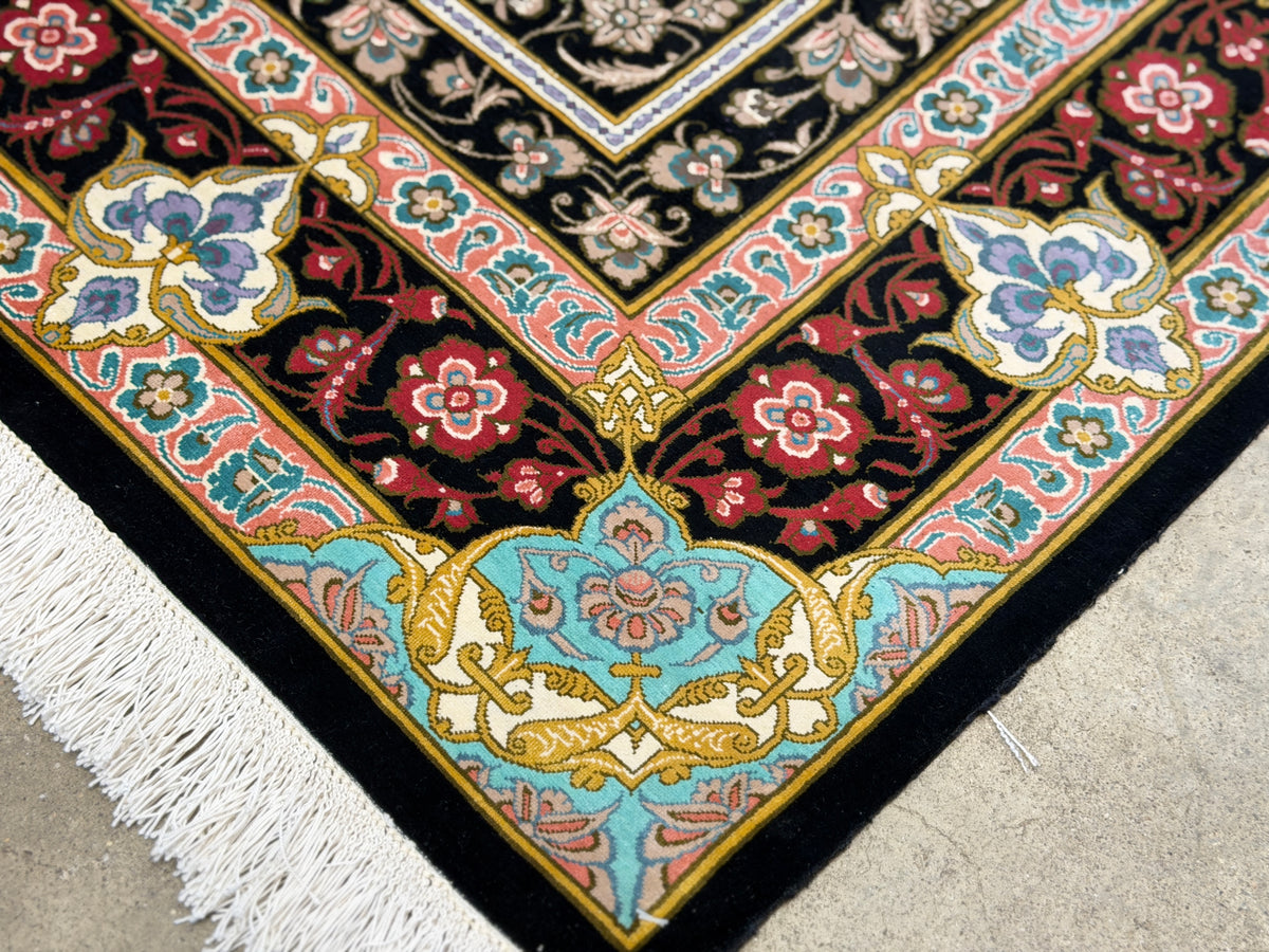 Hand-Knotted Silk Persian Qum Rug - Signed Akbari - 3’4”x5’