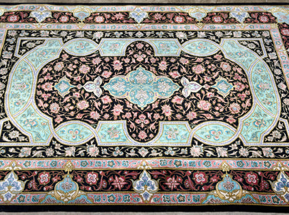 Hand-Knotted Silk Persian Qum Rug - Signed Akbari - 3’4”x5’