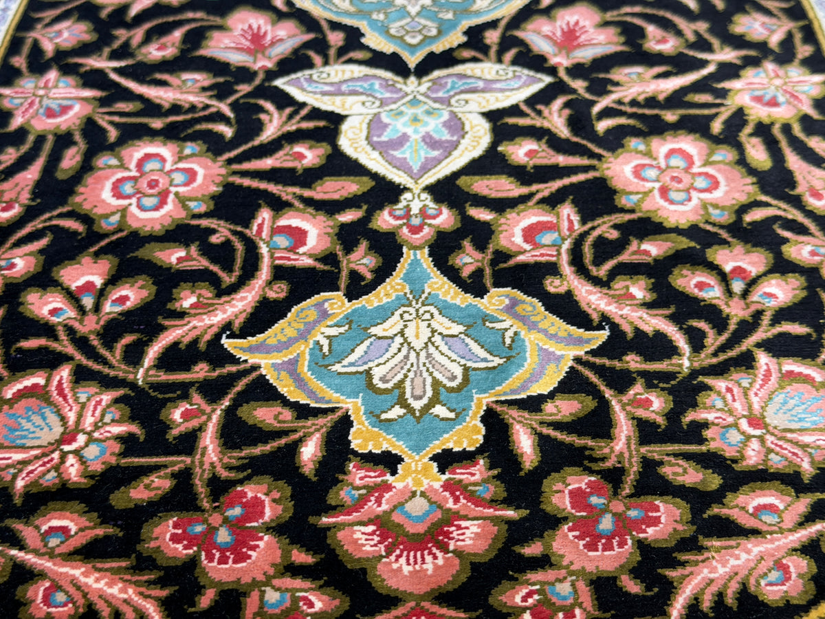 Hand-Knotted Silk Persian Qum Rug - Signed Akbari - 3’4”x5’