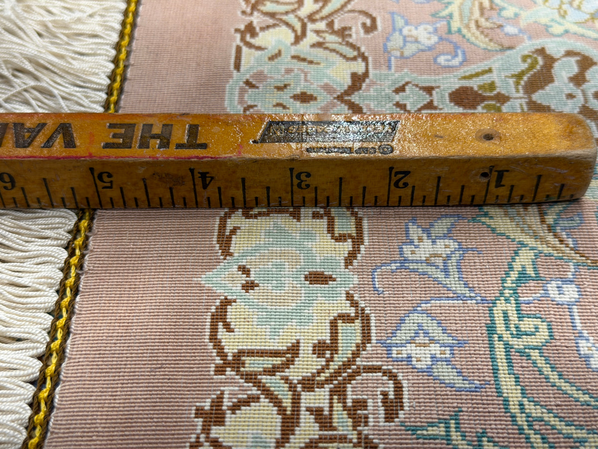 Luxurious Hand-Knotted Silk Persian Qum Rug - Signed Ahadi - 4’6”x6’10”