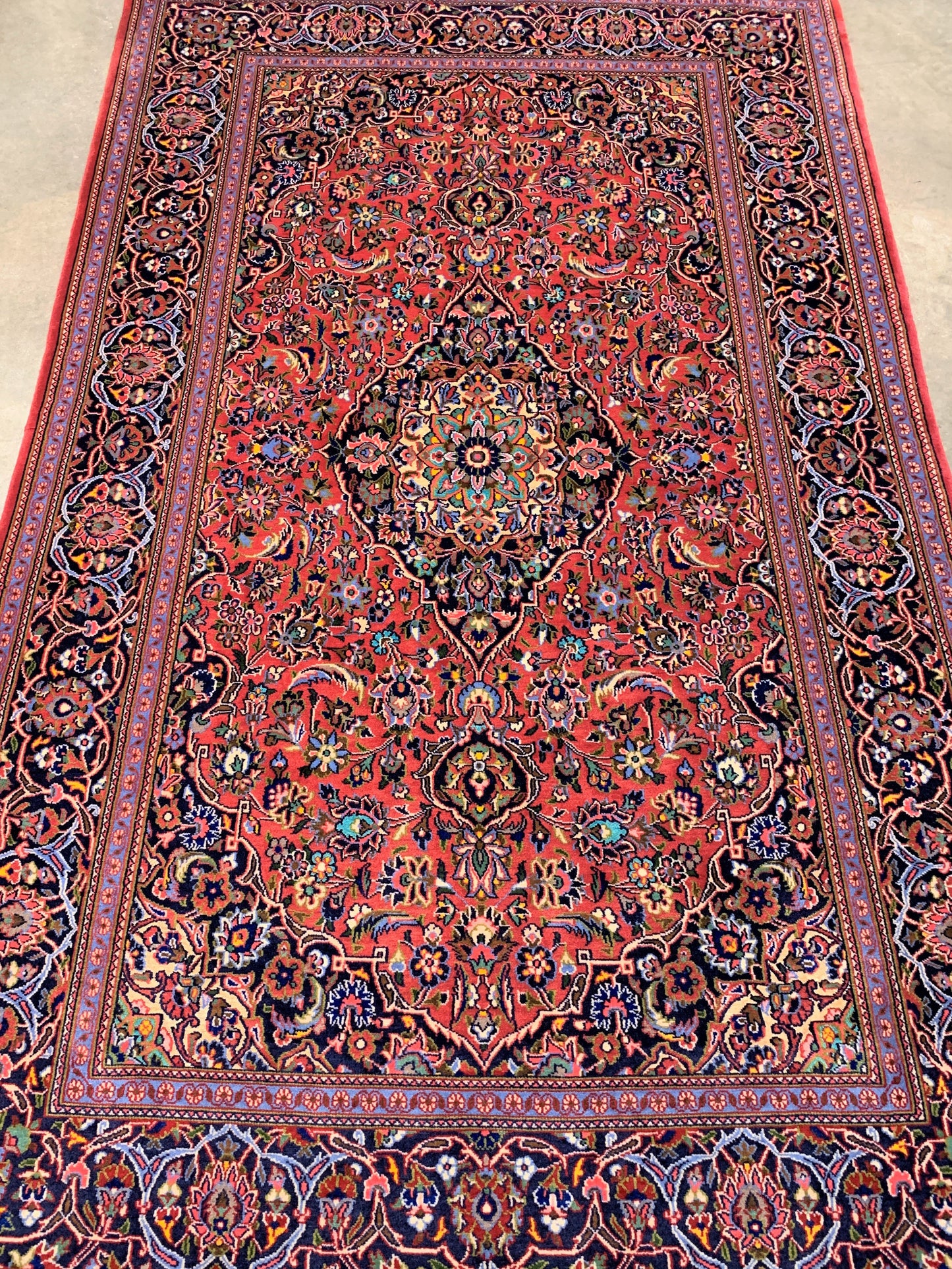 4'4"x7'4" Hand-Knotted Kork Wool Kashan Persian Area Rug
