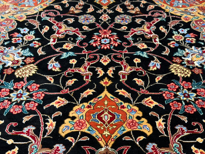 Luxurious Hand-Knotted Silk Persian Qum Rug - Signed Naimi - 4’2”x6’5”