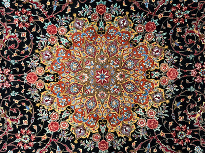 Luxurious Hand-Knotted Silk Persian Qum Rug - Signed Naimi - 4’2”x6’5”
