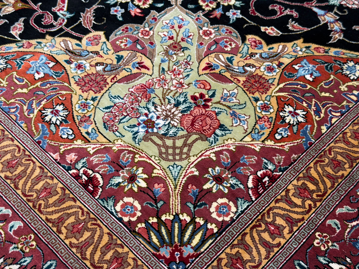 Luxurious Hand-Knotted Silk Persian Qum Rug - Signed Naimi - 4’2”x6’5”