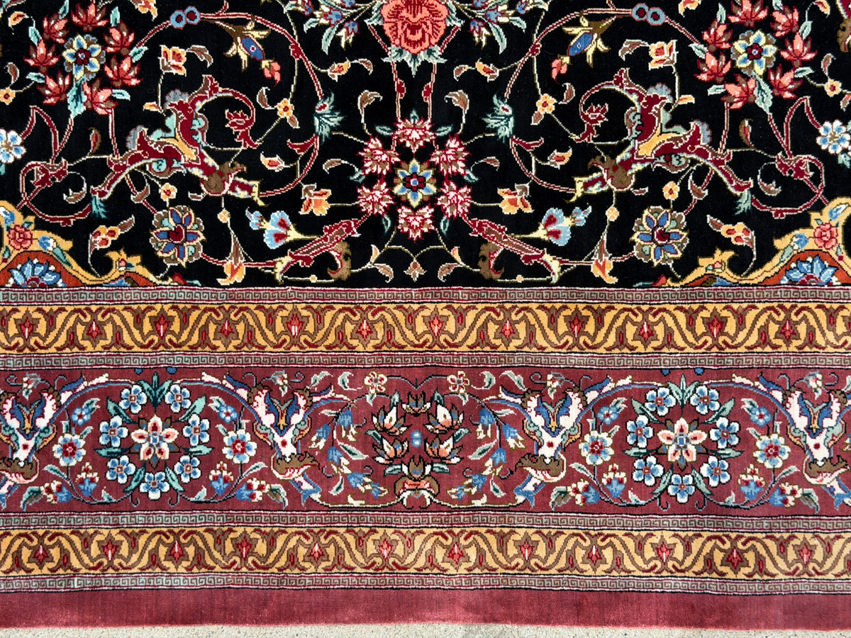 Luxurious Hand-Knotted Silk Persian Qum Rug - Signed Naimi - 4’2”x6’5”