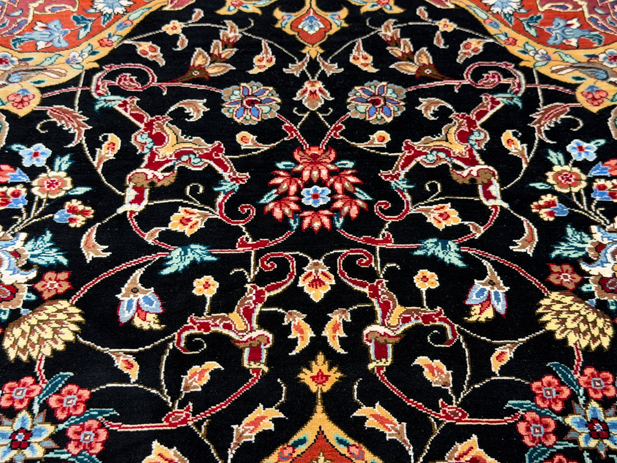 Luxurious Hand-Knotted Silk Persian Qum Rug - Signed Naimi - 4’2”x6’5”