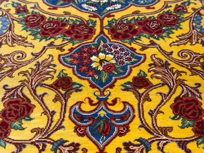 Luxurious Hand-Knotted Silk Persian Qum Rug - Signed Bakhtiar - 3’4”x4’11”
