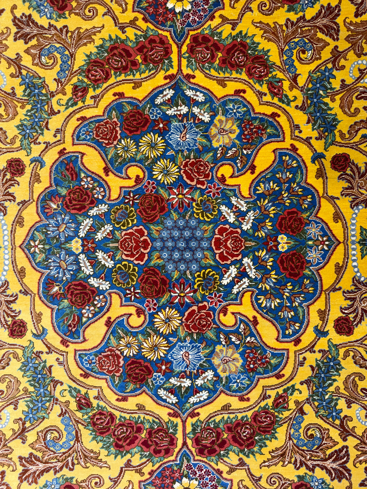 Luxurious Hand-Knotted Silk Persian Qum Rug - Signed Bakhtiar - 3’4”x4’11”