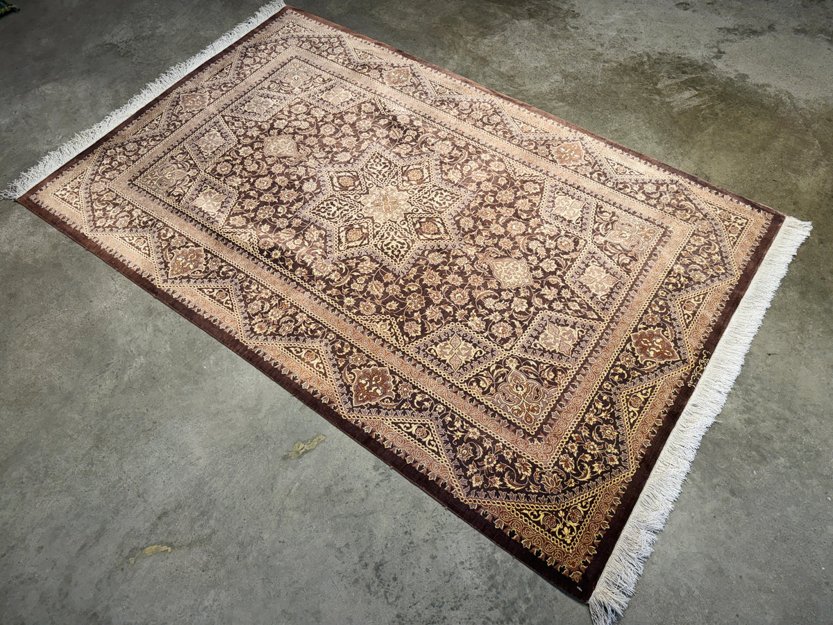 Luxurious Hand-Knotted Silk Persian Qum Rug - Signed Kazemi - 3’3”x5’1”