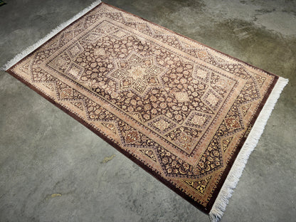 Luxurious Hand-Knotted Silk Persian Qum Rug - Signed Kazemi - 3’3”x5’1”