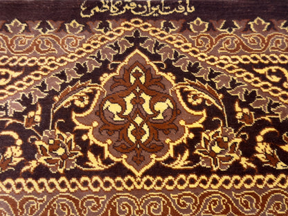 Luxurious Hand-Knotted Silk Persian Qum Rug - Signed Kazemi - 3’3”x5’1”