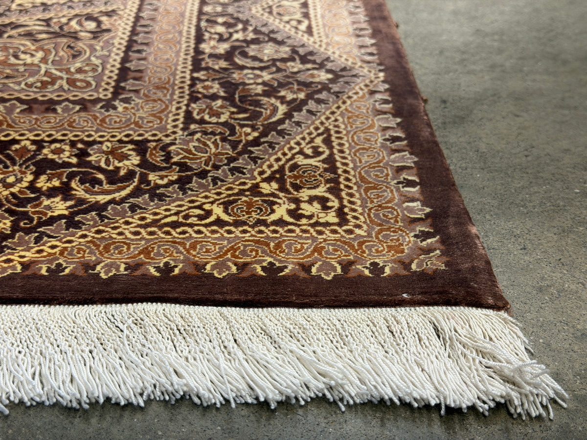 Luxurious Hand-Knotted Silk Persian Qum Rug - Signed Kazemi - 3’3”x5’1”