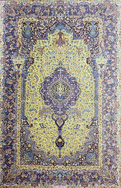 Luxurious Hand-Knotted Silk Persian Qum Rug - Signed Ahmadi - 5’4”x8’2”