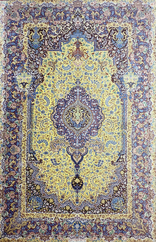 Luxurious Hand-Knotted Silk Persian Qum Rug - Signed Ahmadi - 5’4”x8’2”