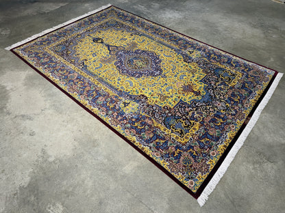 Luxurious Hand-Knotted Silk Persian Qum Rug - Signed Ahmadi - 5’4”x8’2”