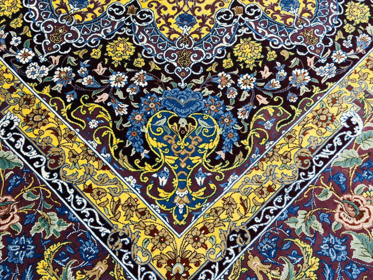 Luxurious Hand-Knotted Silk Persian Qum Rug - Signed Ahmadi - 5’4”x8’2”