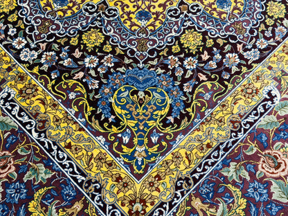 Luxurious Hand-Knotted Silk Persian Qum Rug - Signed Ahmadi - 5’4”x8’2”