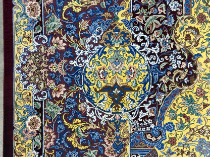 Luxurious Hand-Knotted Silk Persian Qum Rug - Signed Ahmadi - 5’4”x8’2”