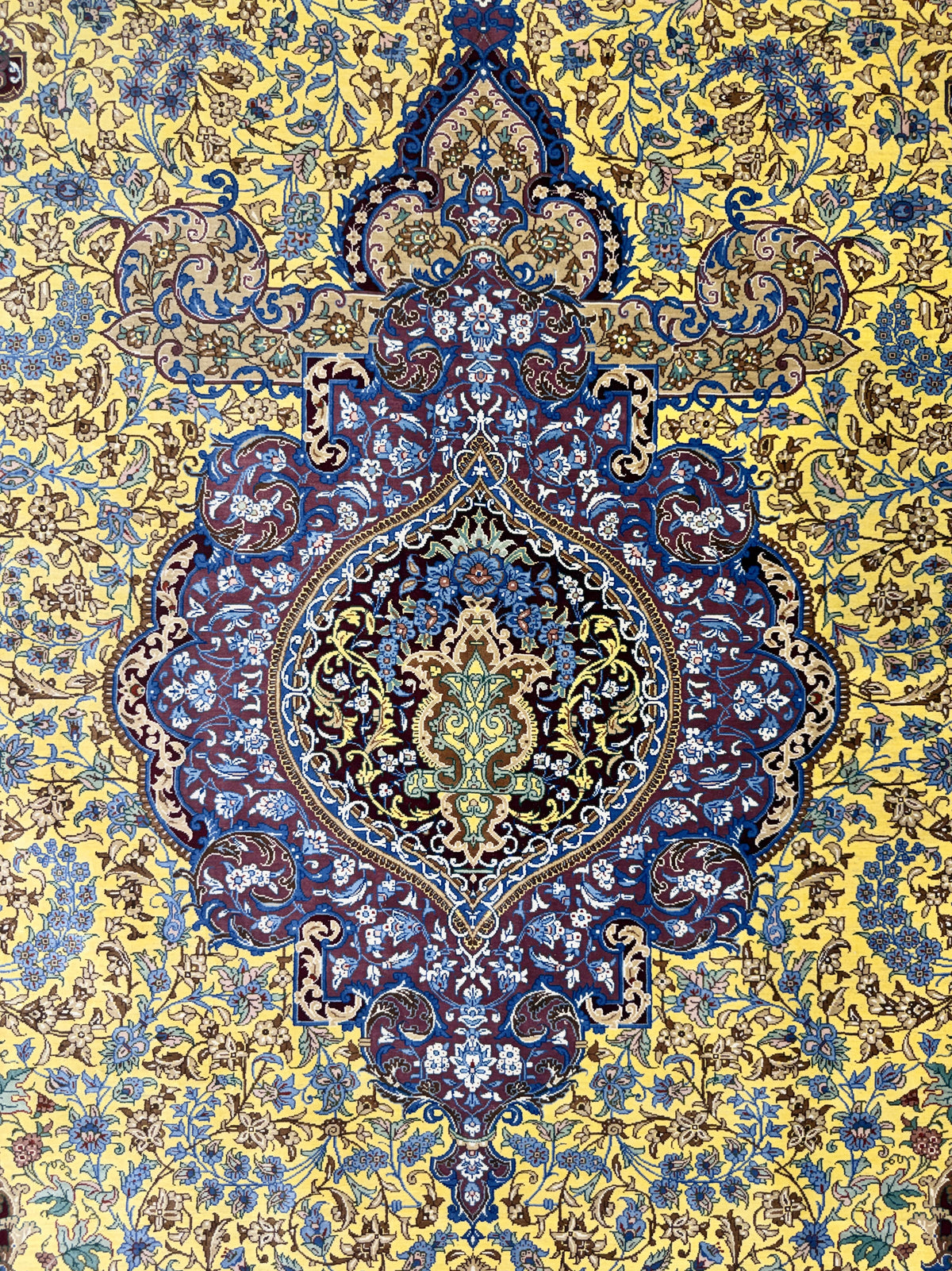 Luxurious Hand-Knotted Silk Persian Qum Rug - Signed Ahmadi - 5’4”x8’2”