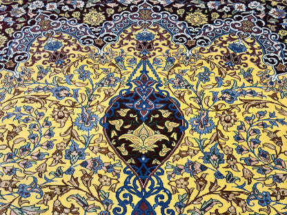 Luxurious Hand-Knotted Silk Persian Qum Rug - Signed Ahmadi - 5’4”x8’2”