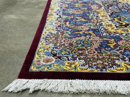 Luxurious Hand-Knotted Silk Persian Qum Rug - Signed Ahmadi - 5’4”x8’2”