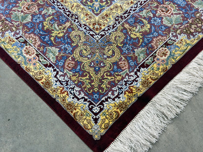 Luxurious Hand-Knotted Silk Persian Qum Rug - Signed Ahmadi - 5’4”x8’2”
