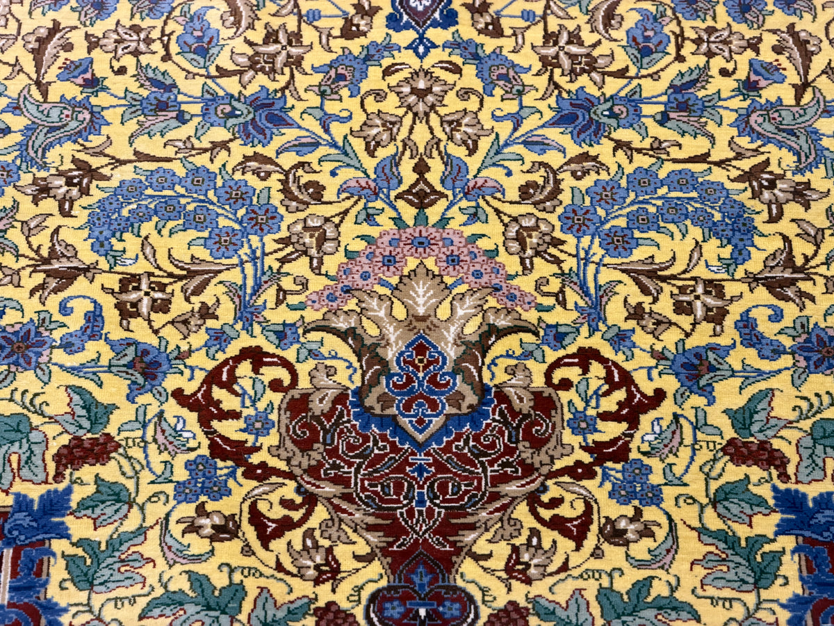 Luxurious Hand-Knotted Silk Persian Qum Rug - Signed Ahmadi - 5’4”x8’2”