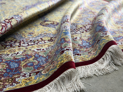 Luxurious Hand-Knotted Silk Persian Qum Rug - Signed Ahmadi - 5’4”x8’2”