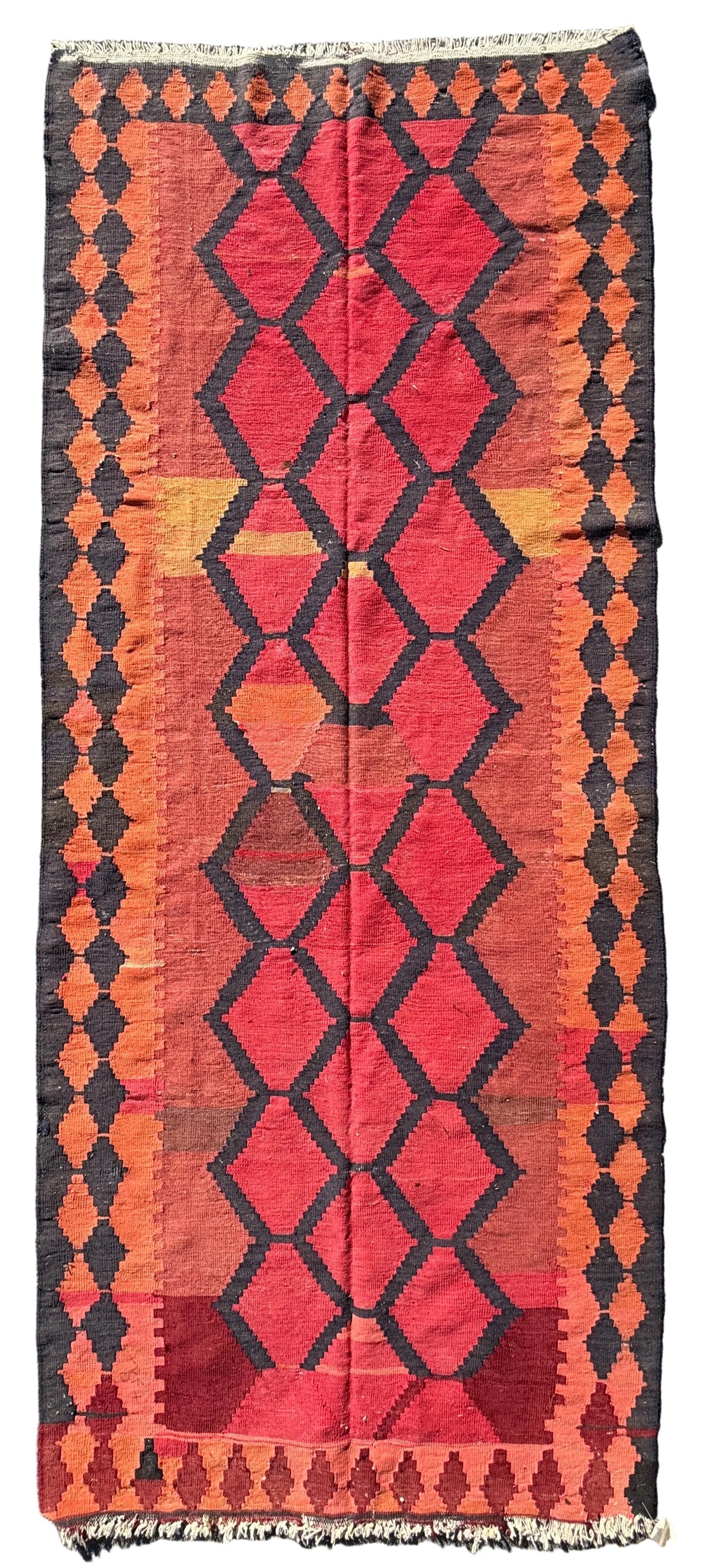 Antique Flatweave Persian Kilim Rug - 4’2”x10’8”