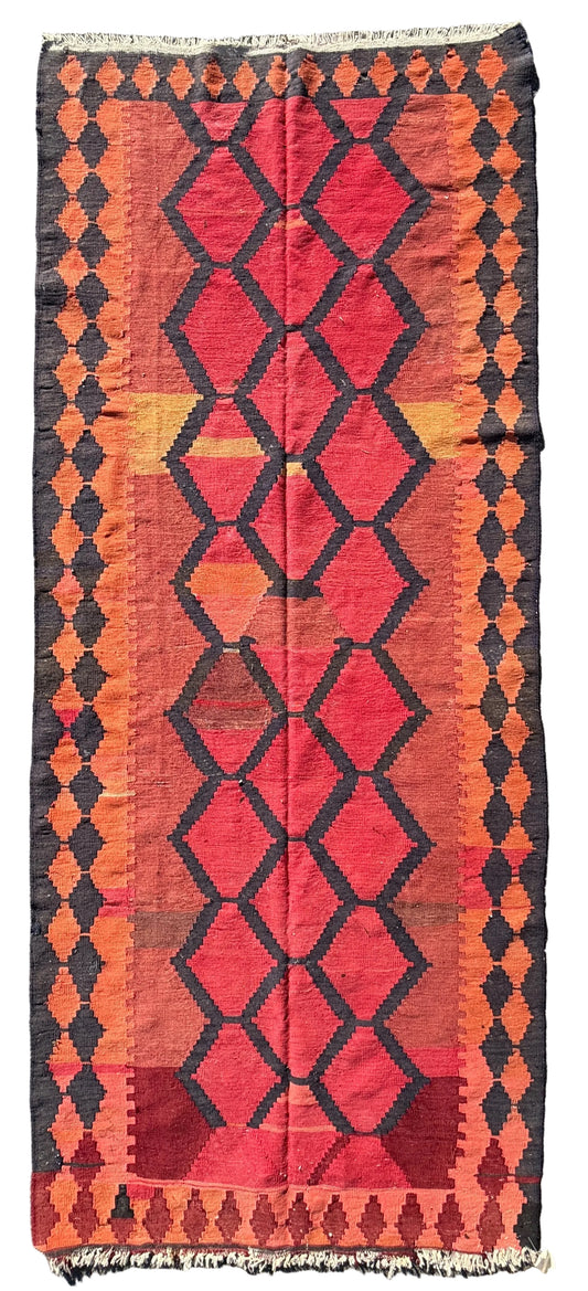 Antique Flatweave Persian Kilim Rug - 4’2”x10’8”