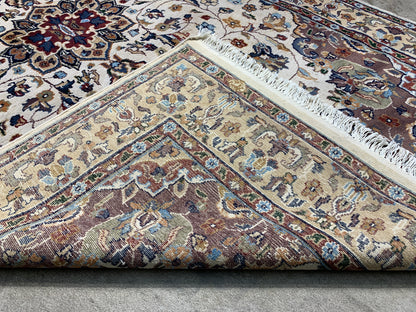 4'11"x8' Hand-Knotted Kashmiri Silk Area Rug Handmade Medallion Carpet