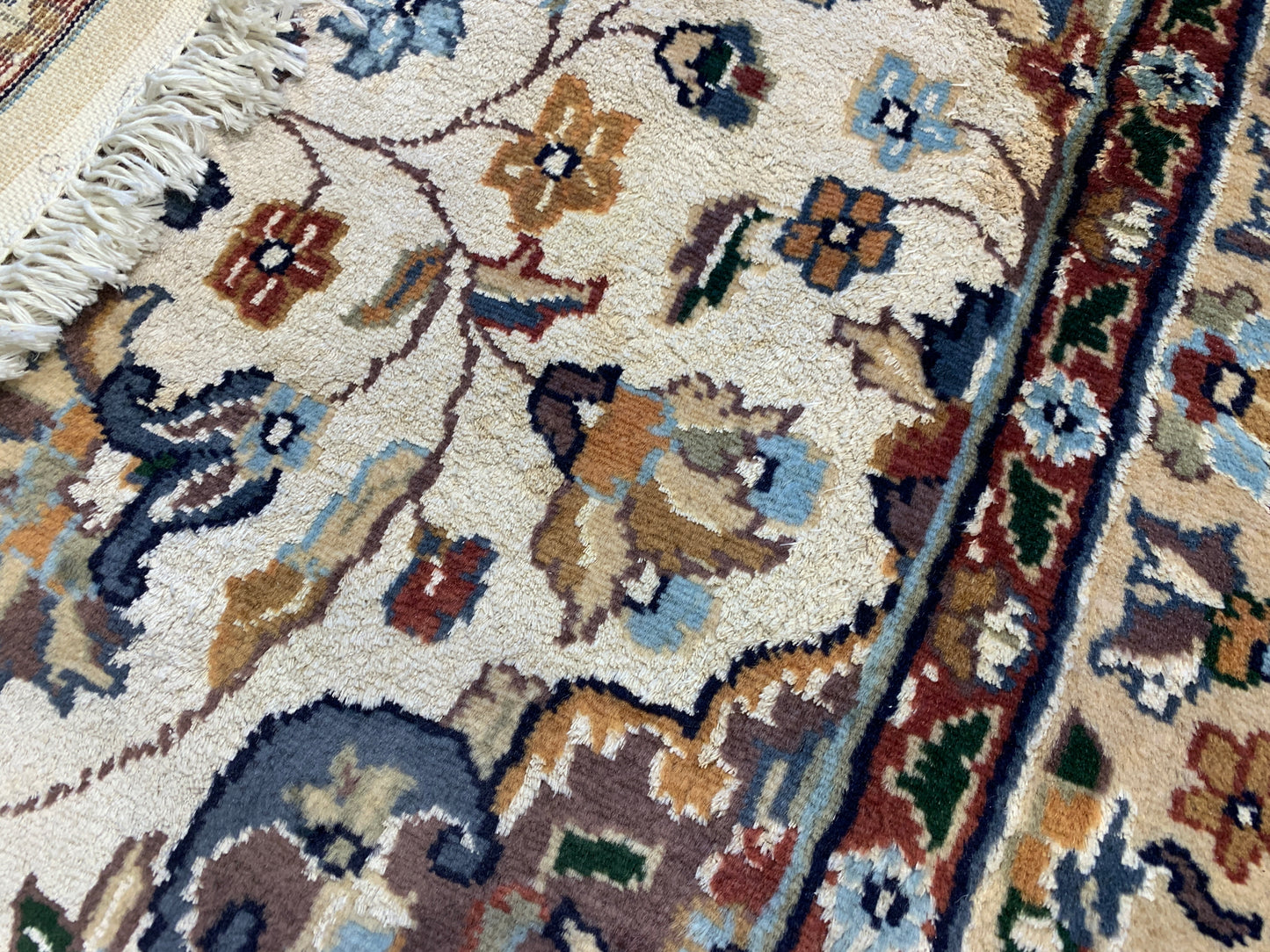 4'11"x8' Hand-Knotted Kashmiri Silk Area Rug Handmade Medallion Carpet