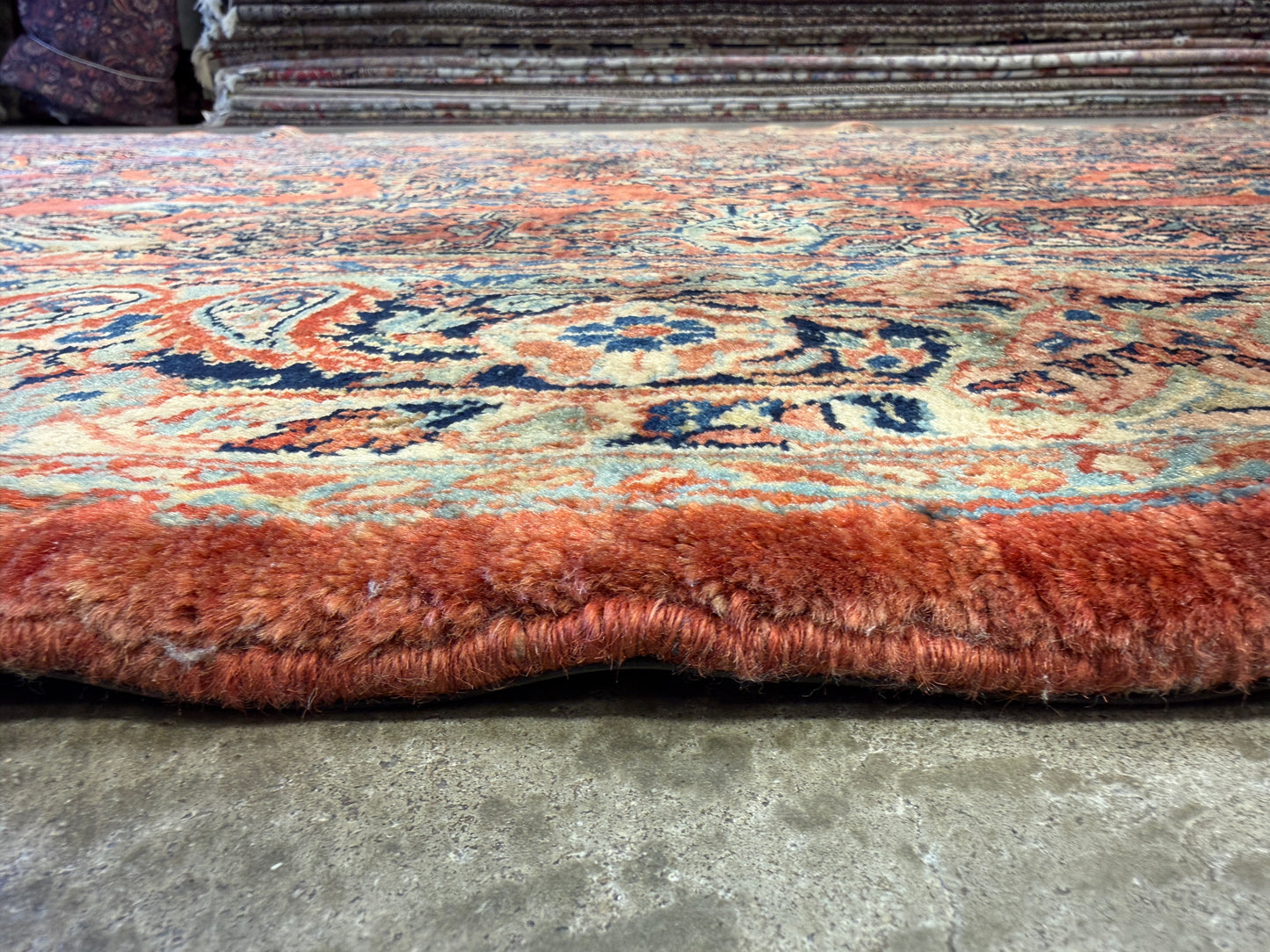 6'x13'4" Antique Hand-knotted Wool Sarouk Runner Rug - Handmade Red 6x13