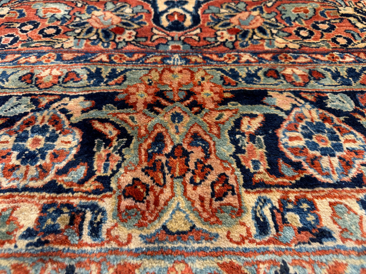 6'x13'4" Antique Hand-knotted Wool Sarouk Runner Rug - Handmade Red 6x13