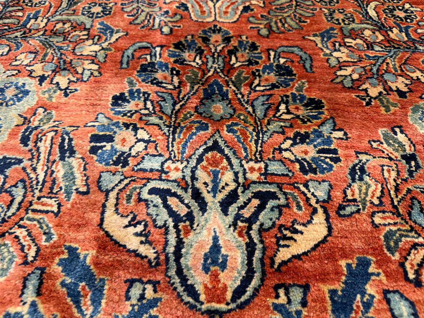6'x13'4" Antique Hand-knotted Wool Sarouk Runner Rug - Handmade Red 6x13