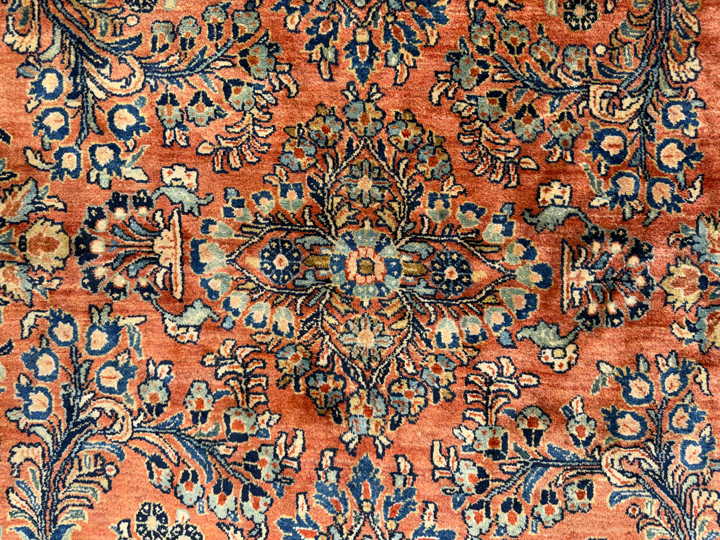 6'x13'4" Antique Hand-knotted Wool Sarouk Runner Rug - Handmade Red 6x13