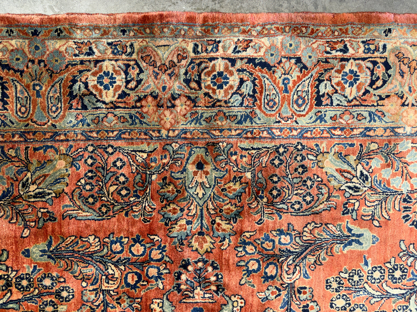 6'x13'4" Antique Hand-knotted Wool Sarouk Runner Rug - Handmade Red 6x13