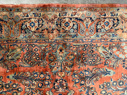 6'x13'4" Antique Hand-knotted Wool Sarouk Runner Rug - Handmade Red 6x13