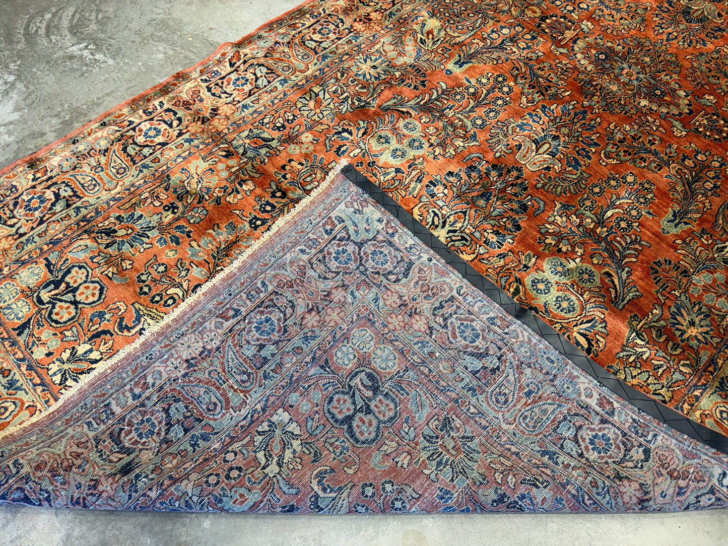 6'x13'4" Antique Hand-knotted Wool Sarouk Runner Rug - Handmade Red 6x13