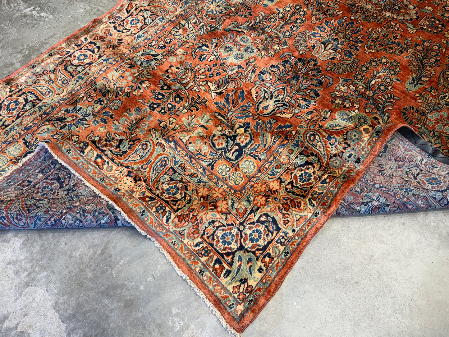 6'x13'4" Antique Hand-knotted Wool Sarouk Runner Rug - Handmade Red 6x13