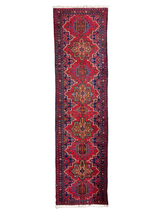 Hand-Knotted Antique Heriz Runner - 3’7"x13'